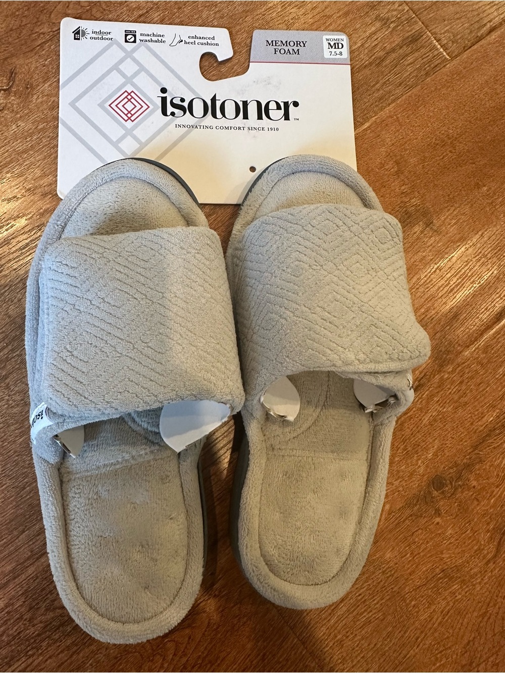 Isotoner Gray Memory Foam Slide Sandals